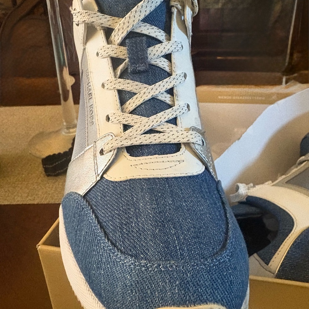 Michael Kors Denim and Silver Sneakers